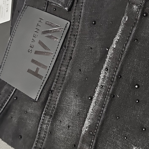NWT 7TH HVN Crystal Stargaze Jet Jeans Black Denim 34 Skinny Embellished Slim - Picture 6 of 14